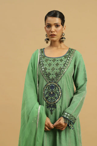 Green kurta with salwar & dupatta