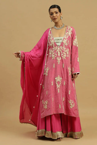 Pink kurta with sharara & dupatta