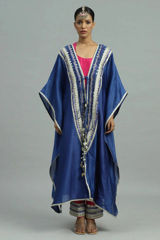 Blue cape with long slip & straight pants