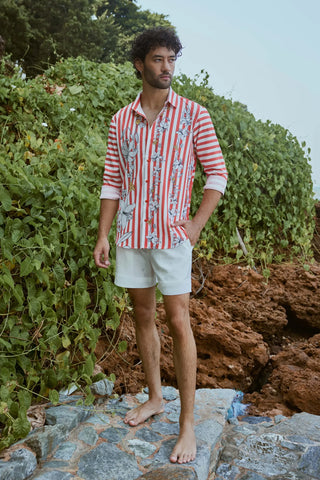 Red & white striped shirt with shorts