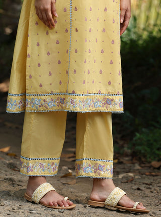 Yellow shira malgudi day kurta set