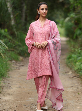 Pink abia malgudi day kurta set