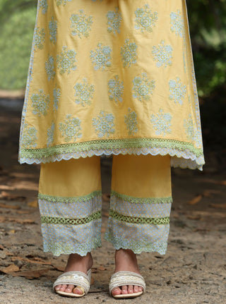 Yellow malgudi days arasi kurta set