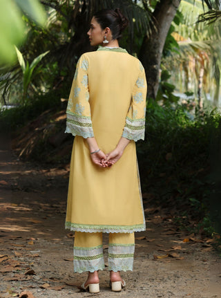 Yellow malgudi days arasi kurta set