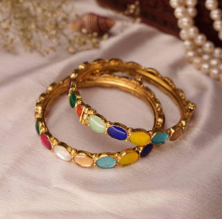 Bangle Bridal Wear - Multicolor Ralia Kundan Bangle by Putstyle