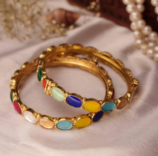 Bangle Bridal Wear - Multicolor Ralia Kundan Bangle by Putstyle