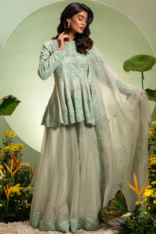 Peplum Set for Indian Wedding – Green Eden by Pallavi Poddar