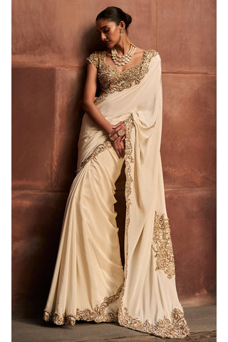 Saree Set Indian Wedding Ivory Elegant by Tamanna Punjabi Kapoor