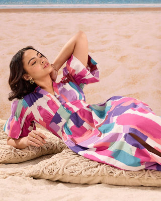 Maxi Dress Resort Wear - Multicolor Sicily Gown by Zazu