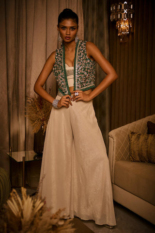 Co-Ord Set for Contemporary Wear – Ivory Flared Pants by Babita Malkani