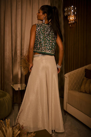 Co-Ord Set for Contemporary Wear – Ivory Flared Pants by Babita Malkani