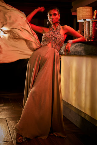 Jumpsuit for Contemporary Wear – Brown Taupe by Babita Malkani