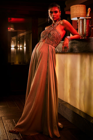 Jumpsuit for Contemporary Wear – Brown Taupe by Babita Malkani