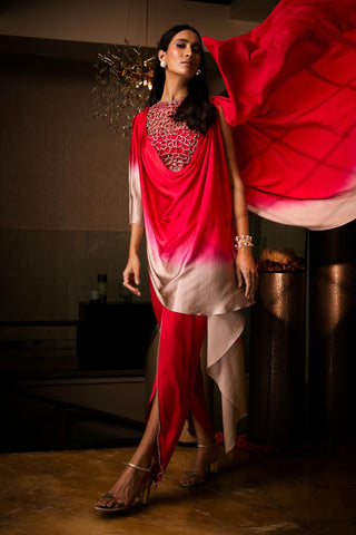 Tunic Set for Contemporary Wear – Red Sangria Ombre by Babita Malkani