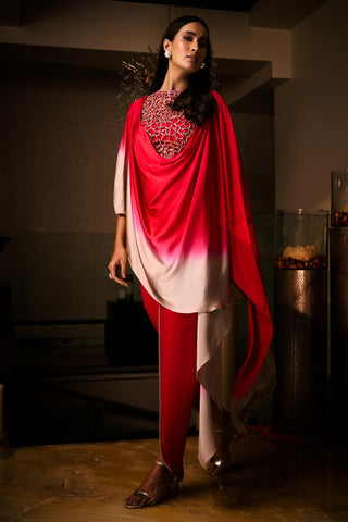 Tunic Set for Contemporary Wear – Red Sangria Ombre by Babita Malkani