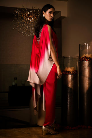 Tunic Set for Contemporary Wear – Red Sangria Ombre by Babita Malkani