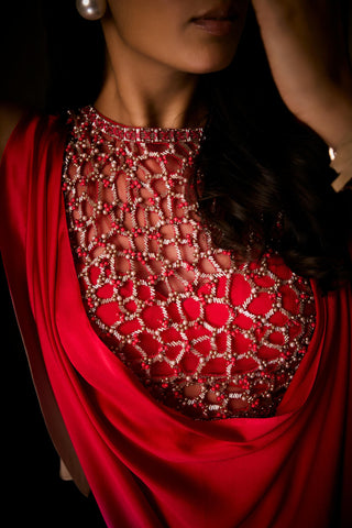 Tunic Set for Contemporary Wear – Red Sangria Ombre by Babita Malkani