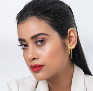 Earring Contemporary Wear - Gold Ginkgo Leaf Stud by Putstyle
