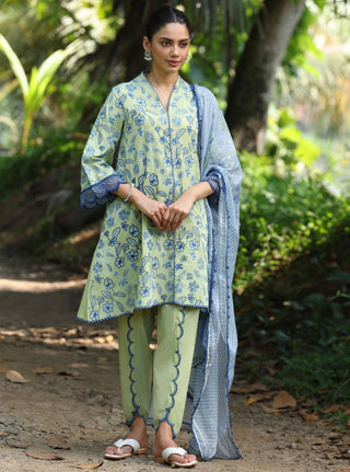 Green abia malgudi day kurta set