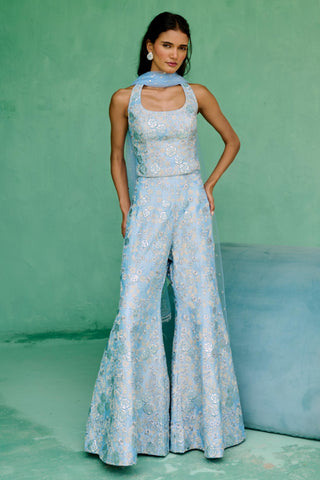 Palazzo Set Traditional Wear - Blue Mahin Palazzo Set by Chamee & Palak
