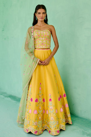 Lehenga Indian Wedding - Yellow Falak Lehenga by Chamee & Palak