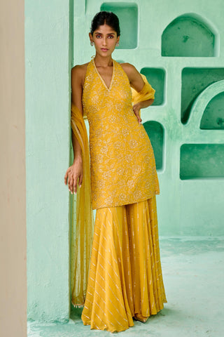 Sharara Set Indian Wedding - Yellow Fiza Sharara Set by Chamee & Palak