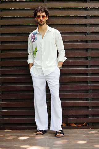 White blossom shirt with pants