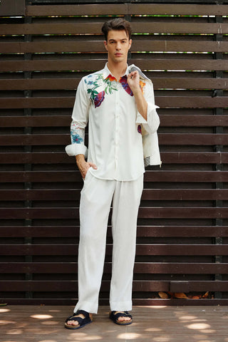 White full sleeve shirt with pants