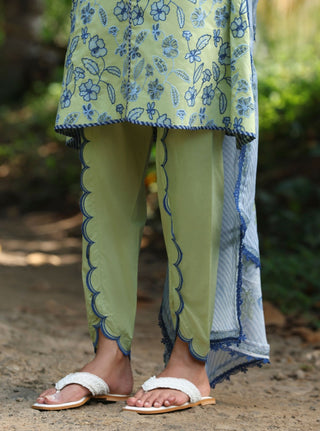 Green abia malgudi day kurta set