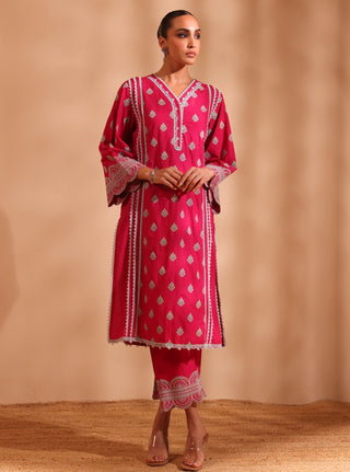 Pink maira malgudi day kurta set