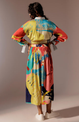 Multicolor juno gathered skirt