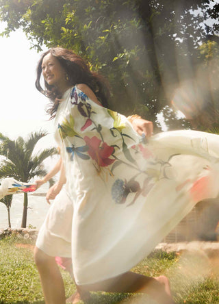 White meadow flowy dress