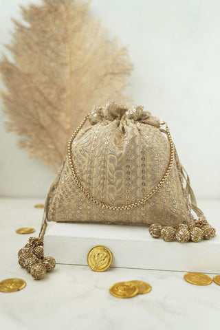 Gold mirai embroidered potli