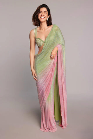 Pink aaliyah seher saree set