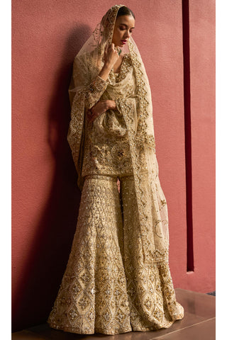 Gharara Set Indian Wedding Ivory Elegant by Tamanna Punjabi Kapoor