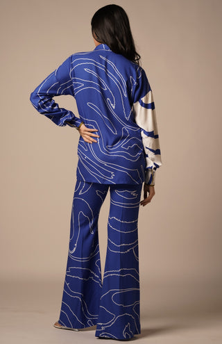 Blue cari flared trouser