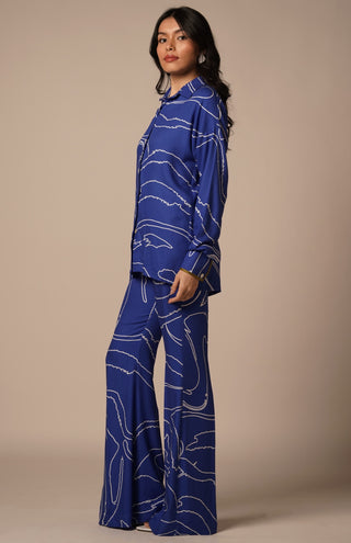 Blue cari flared trouser