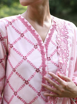 Pink malgudi days eesvari kurta set