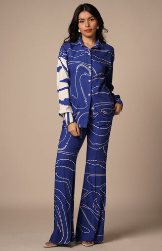 Blue cari flared trouser