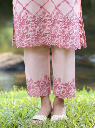 Pink malgudi days eesvari kurta set