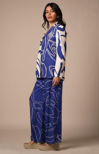 Blue cari pleated trouser