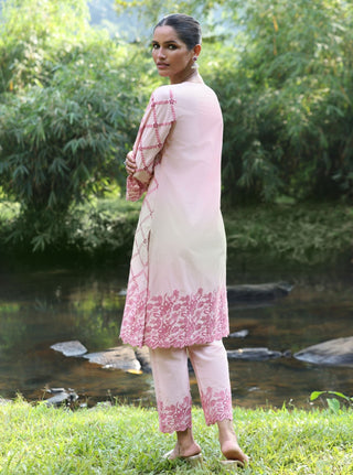 Pink malgudi days eesvari kurta set