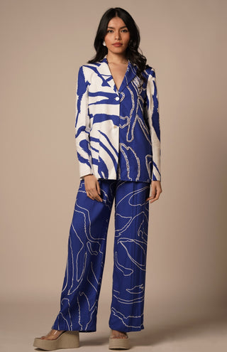 Blue cari pleated trouser