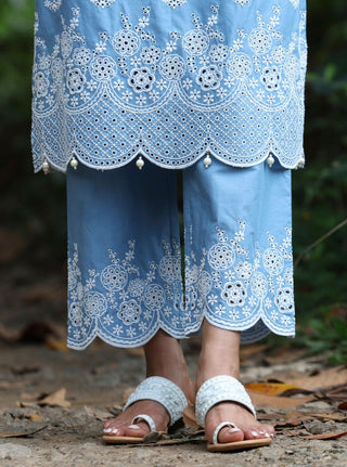 Blue malgudi days kora kurta set