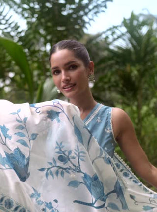 Blue malgudi days kora kurta set