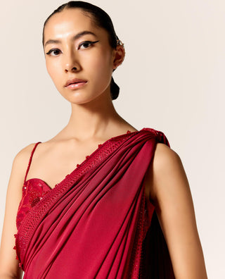 Red sitara eminence draped saree