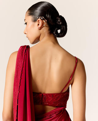 Red sitara eminence draped saree