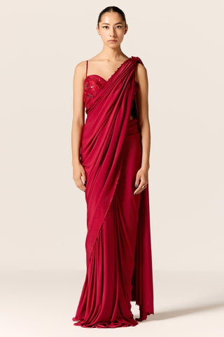 Red sitara eminence draped saree