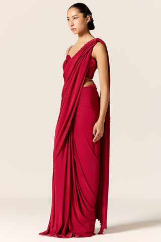 Red sitara eminence draped saree