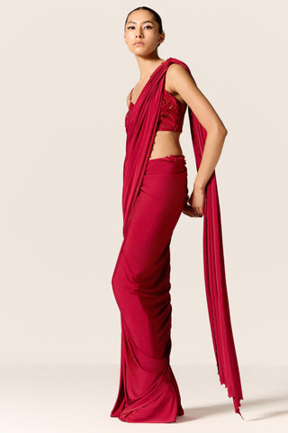 Red sitara eminence draped saree